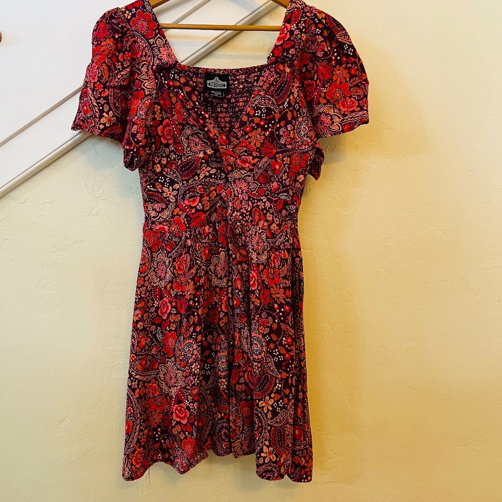 Angie Floral Flutter Sleeve Dress L